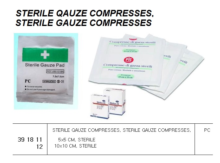 391812 STERILEQAUZECOMPRESSES,STERILEGAUZECOMPRESSES,10x10CM,STERILE