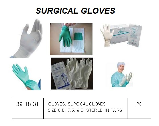 391831 GLOVES,SURGICALGLOVESSIZE6.5,7.5,8.5,STERILE,INPAIRS