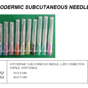391852 HYPODERMICSUBCUTANEOUSNEEDLE,LUERCONNECTION,16x0.5MM,STERILE,DISPOSABLE