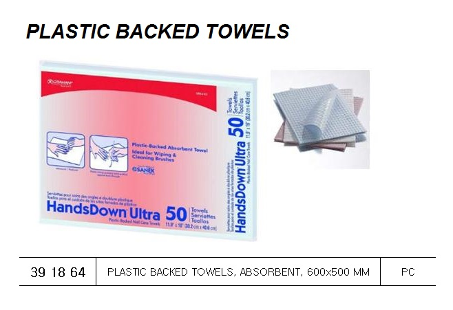 391864 PLASTICBACKEDTOWELS,ABSORBENT,600x500MM