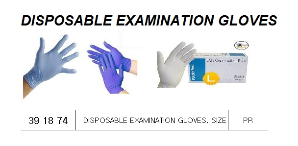 391874 DISPOSABLEEXAMINATIONGLOVES,SIZEL