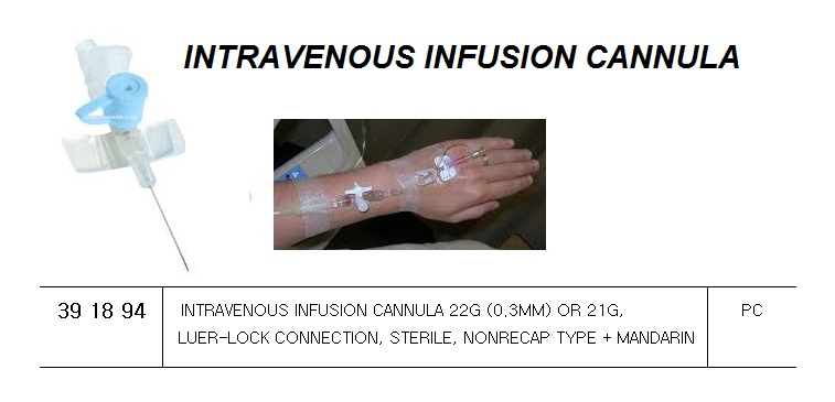 391894 INTRAVENOUSINFUSIONCANNULA22G(0.3MM)OR21G,LUER-LOCKCONNECTION,STERILE,NONRECAPTYPE+MANDARIN