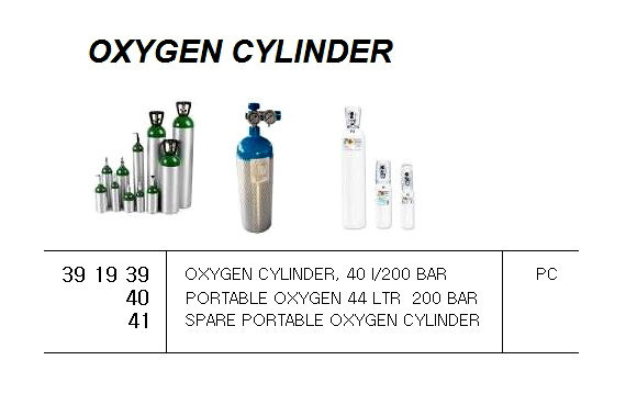 391939 OXYGENCYLINDER,40I/200BAR