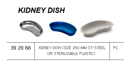 392068 KIDNEYDISH(SIZE250MMST-STEELORSTERILISABLEPLASTIC)