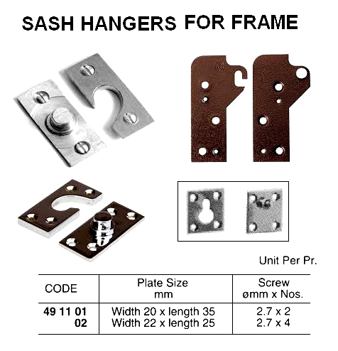 491101 SASHHANGERFORFRAME,BRASS,PLATESIZEW20xL35MM