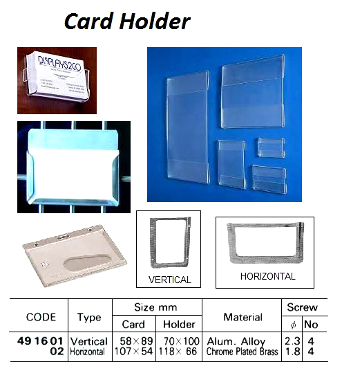 491602 BRASSCARDHOLDER,HORIZONTALFOR95x49MMCARD