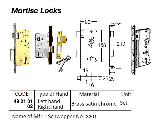 492102 BRASSSATINCHROMEMORTISELOCK,RIGHTHAND