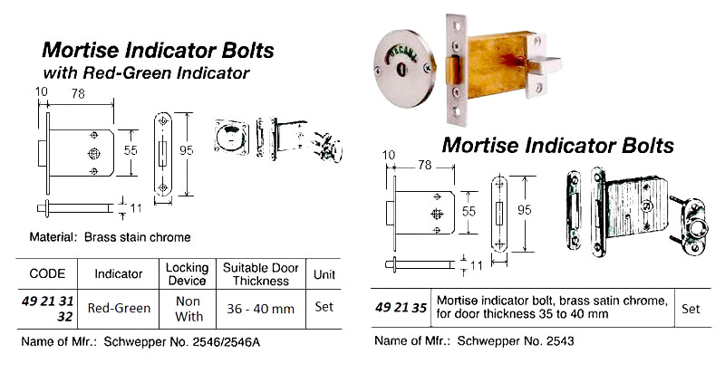 492131 MORTISEINDICATORBOLTWITHRED-GREENINDICATOR,WITHOUTLOCKINGDEVICE