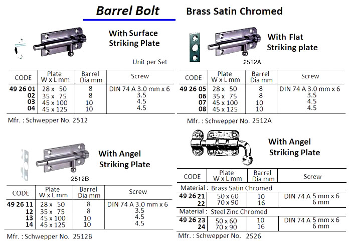 492606 BARRELBOLT,WITHFLATSTRIKINGPLATE,BRASSSATINCHROMED,35x75MM