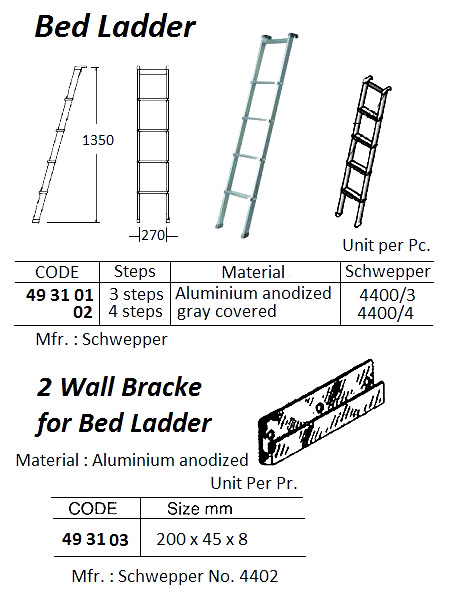 493101 BADLADDERWITH3STEP,ALUMINIUMANODIZED