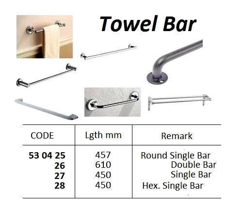 530425 ROUNDSINGLETOWELBAR,457MM