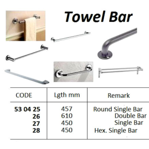530428 HEXAGONSINGLETOWELBAR,450MM