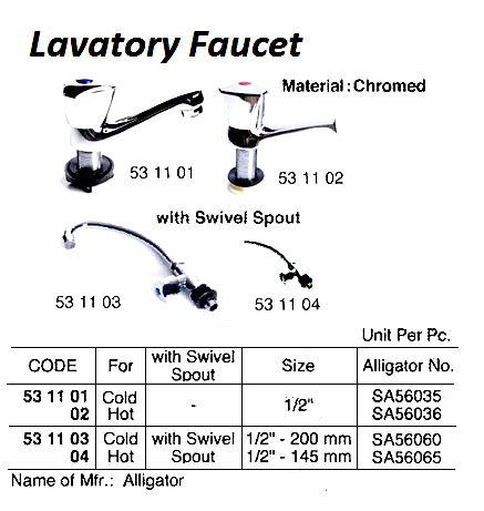 531101 LAVATORYFAUCET,SPOUT,FORCOLD,1/2"