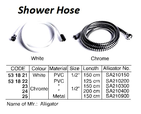 531822 SHOWERHOSE,CHROMEPVC,1/2"125CM