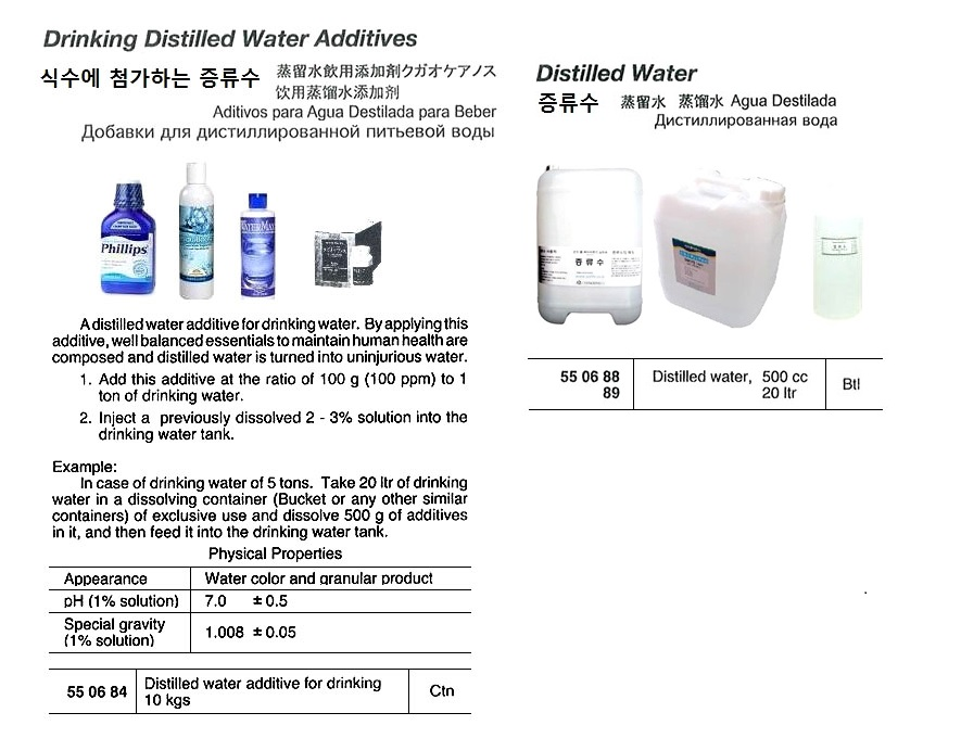 550684 DRINKINGDISTILLEDWATERADDITIVE,10KGS