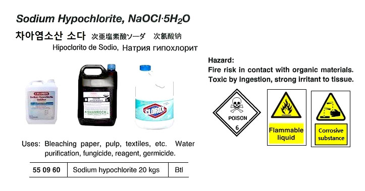 550960 SODIUMHYPOCHLORITE20KGS