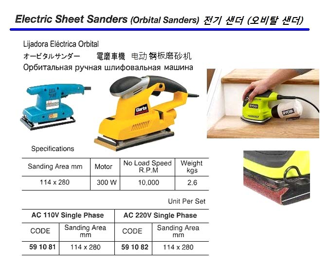 591081 ELECTRICORBITALSANDER,AC110V1-PHASE