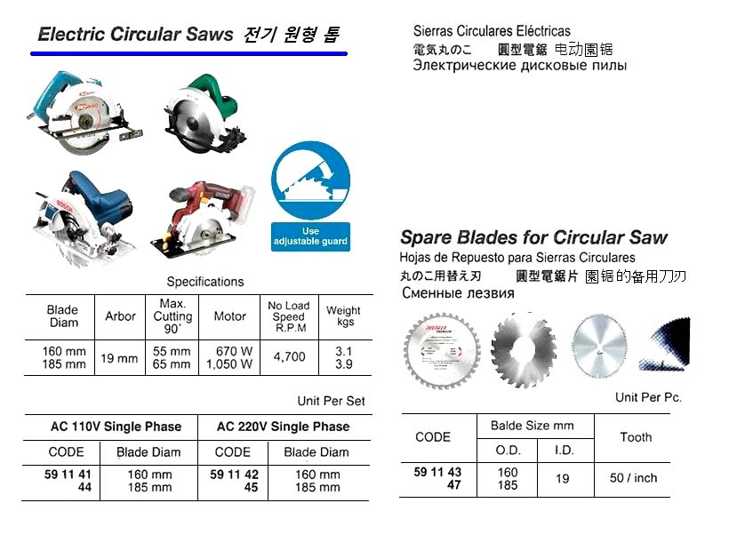 591144 ELECTRICCIRCULARSAW,OD185MMAC110V1-PHASE