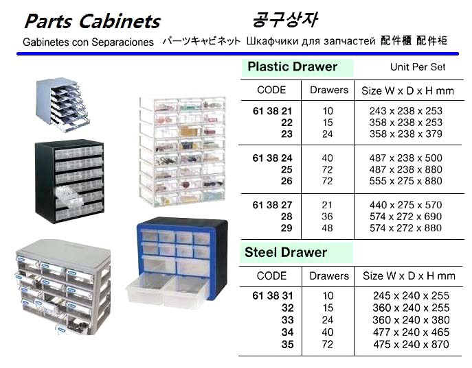 613829 PLASTICPARTSCABINETWITH48DRAWERS574x272x880MM