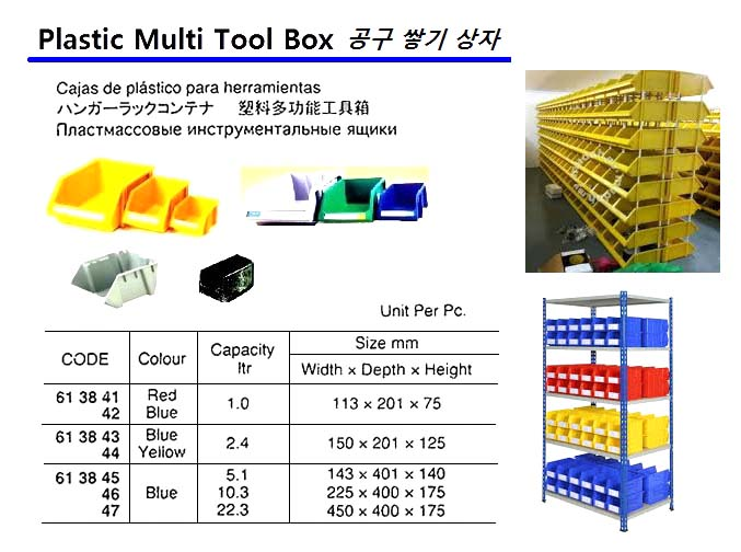613843 PLASTICMULTITOOLBOX,2.4LTR,150x201x125MM,BLUE
