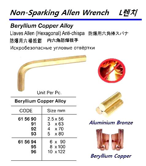 615696 NON-SPARKHEXAGONALLENWRENCH,BERYLLIUMCOPPERALLOY,10MM