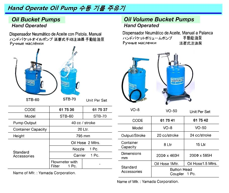 617541 OILVOLUMEBUCKETPUMPHANDOPERATEDVO-8,YAMADACO.