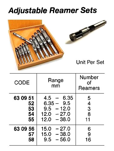 630951 ADJUSTABLEREAMERSET,4.5-6.35MM5'S