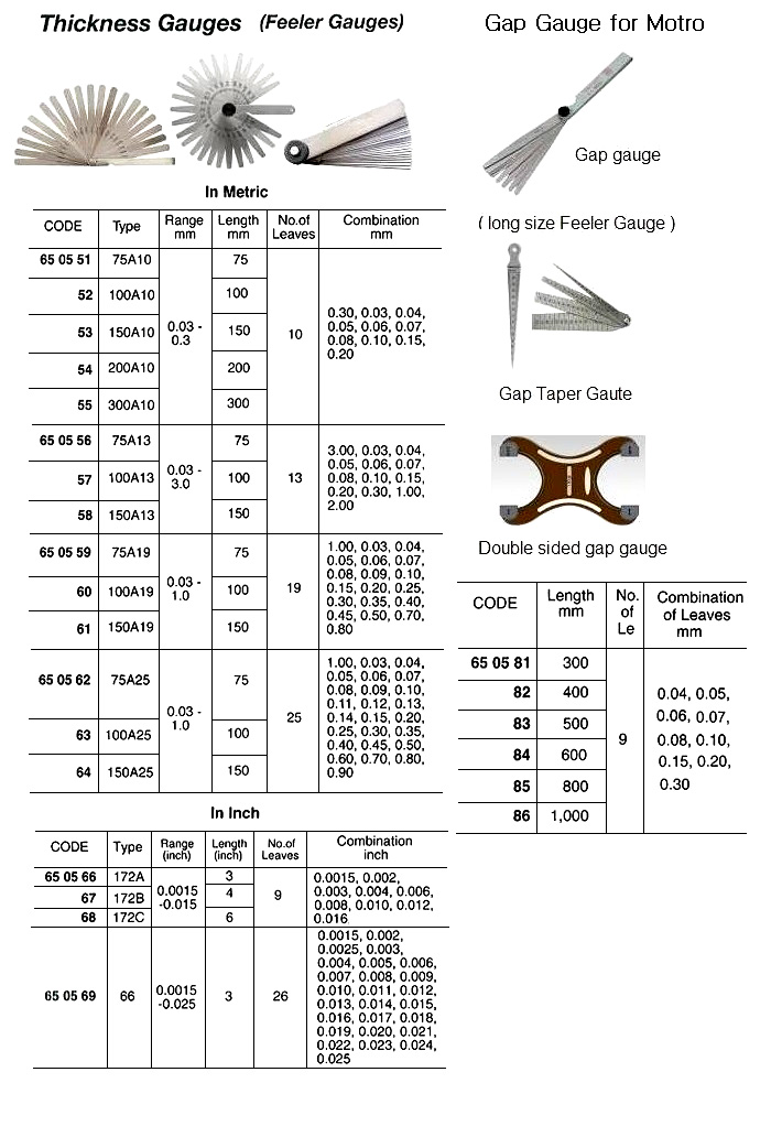 650567 THICKNESS(FEELER)GAUGE,#172B,0.0015"-0.015"4"LENGTH