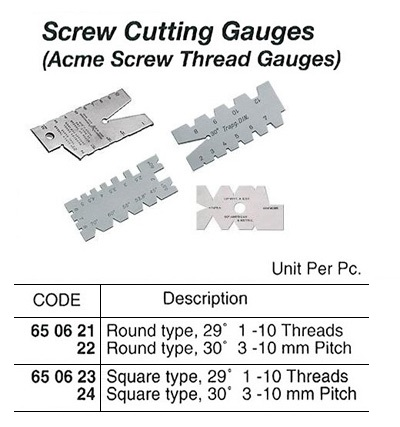 650623 SCREWCUTTINGGAUGE(ACMESCREWTHREADGAUGE),SQUARE29DEG,1-10THREADS