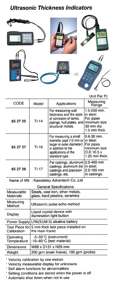 652735 ULTRASONICTHICKNESSINDICATOR,MODEL,TI-14,KAWATETSUADVANTECHCO.