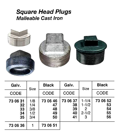 730655 SQUAREHEADPLUG,SCREWED,MALLEABLECASTIRON,BLACK,2-1/2