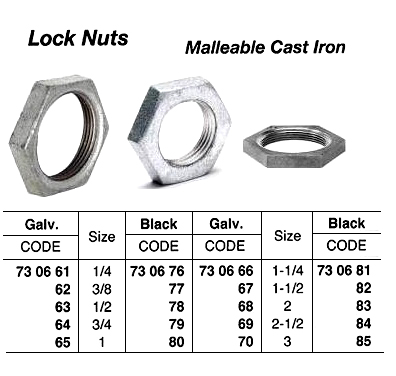 730664 LOCKNUT,SCREWED,MALLEABLECASTIRON,GALV,3/4
