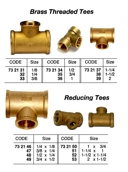 732133 BRASSTHREADEDTEE,3/8