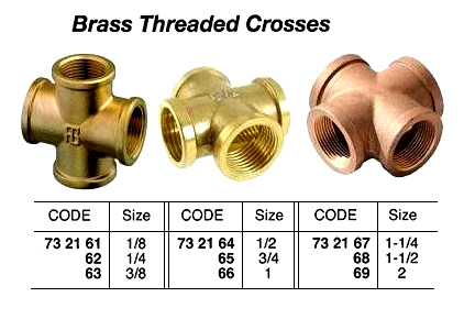 732168 BRASSTHREADEDCROSS,1-1/2