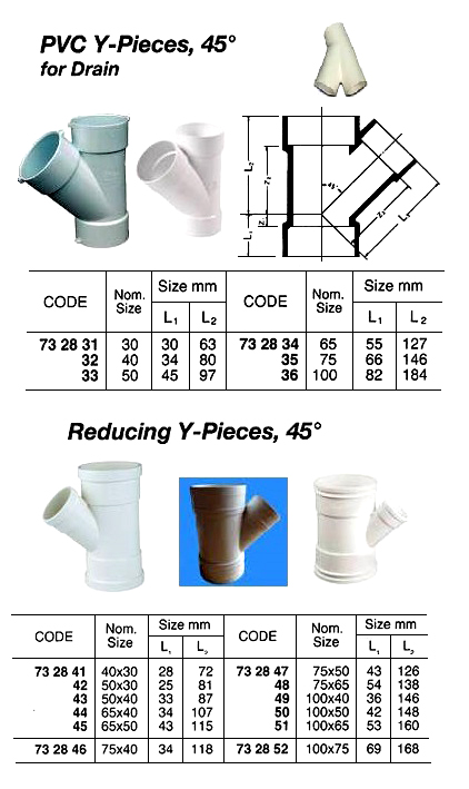 732833 PVCY-PIECEFORDRAIN,45DEG,SIZE50