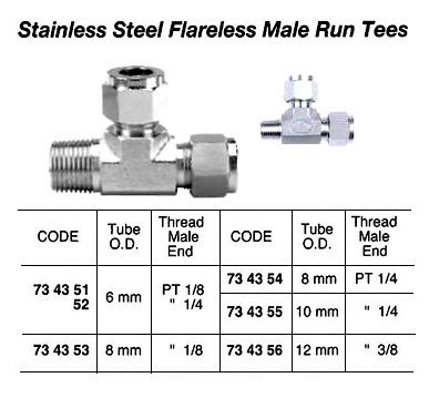 734351 ST.STEELFLARELESSMALERUNTEETHREADED,6MMxPT1/8
