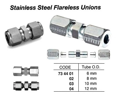 734401 ST.STEELFLARELESSUNIONTHREADED,6MM
