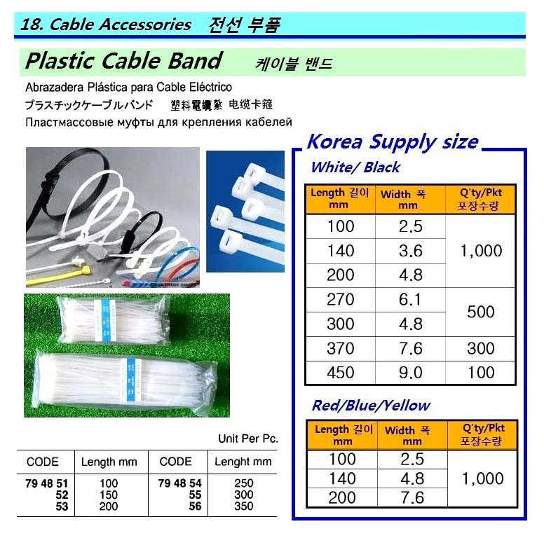 794851 CABLEBAND(CABLETIE),PLASTIC100MM