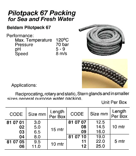 810711 BELDAMPILOTPACK67PACKINGFORSEA/FRESHWATER,22MMx5MTR