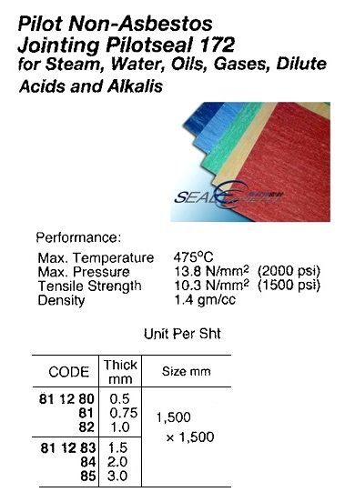 811283 PILOTNON-ASBESTOSJOINTINGPILOTSEAL#172,1.5x1500x1500MM