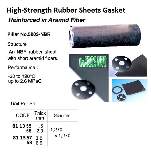 811357 ARAMIDFIBERHYBRIDRUBBERSHEET,PILLARNO.5003,3Tx1270x1270MM