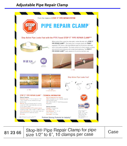 812366 PIPEREPAIRCLAMP,PIPE1/2"TO6",10PC/CS,STOP-IT