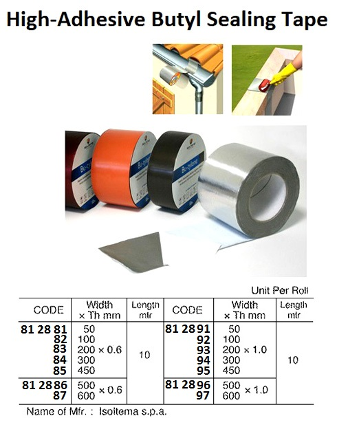 812893 HIGHADHESIVEBUTYLSEALINGTAPE,1.0Tx200MMx10MTR,ISOLTEMASPA.