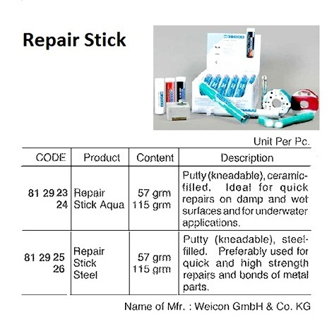 812923 WEICON,REPAIRSTICKAQUA,57GRM