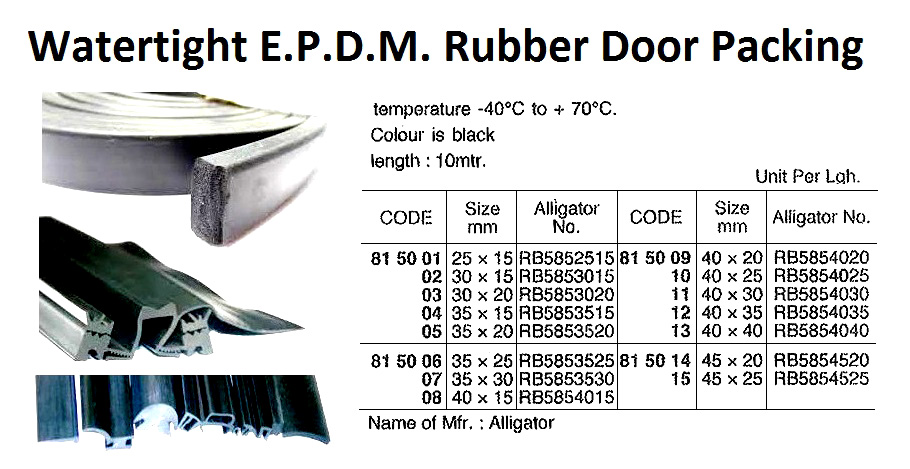 815008 WATERTIGHTEPDMRUBBERDOORPACKING,40x15mm,10Mtr/PC